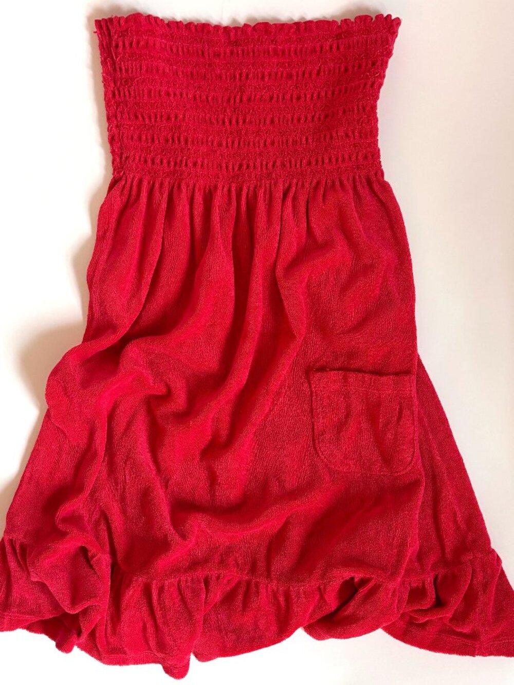 Vintage Juicy Couture Red Terry Cloth Strapless Tube Dress Y2K S
